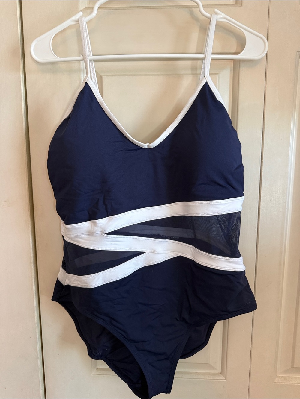 Anne Cole Navy One-Piece Swimsuit with White Trim